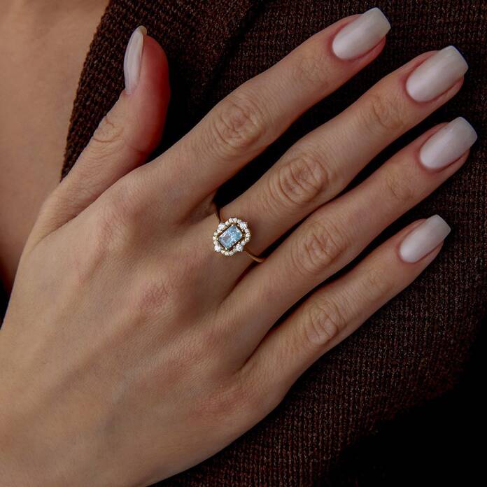 Aqua Square Taşlı Çevre Yüzük - 3