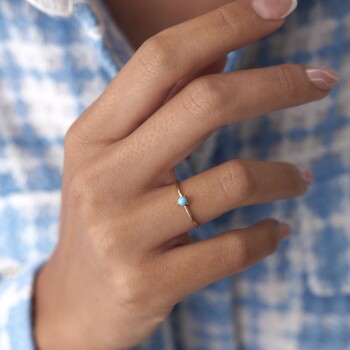 Aqua Tekli Tomurcuk Yüzük - 1