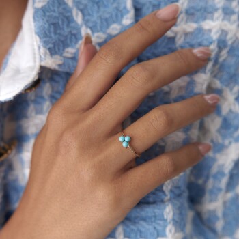 Aqua Trapez Tomurcuk Yüzük - Rayna