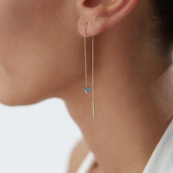 Aqua Üçlü Tomurcuk Sallantılı Küpe - Rayna (1)