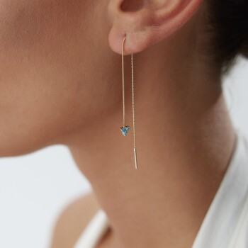 Aqua Üçlü Tomurcuk Sallantılı Küpe - 3