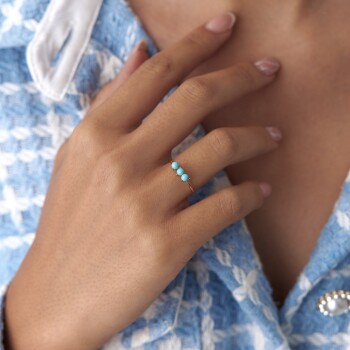 Aqua Üçlü Tomurcuk Yüzük - Rayna