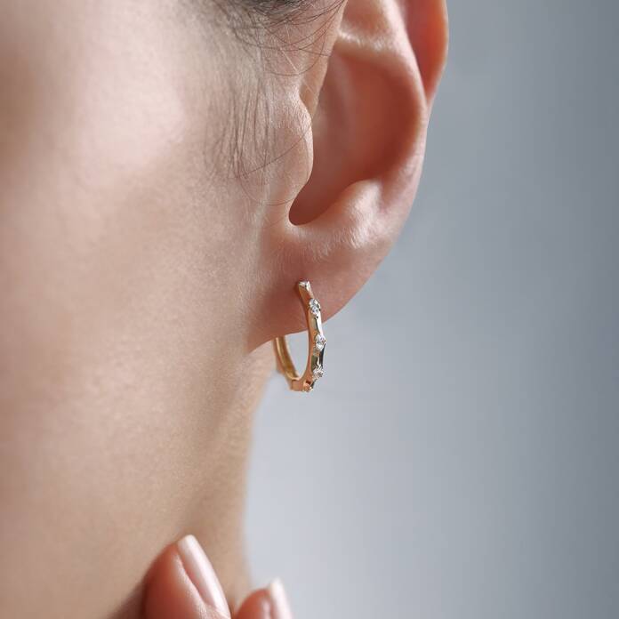 Ara Taşlı Kemik Küpe - 1