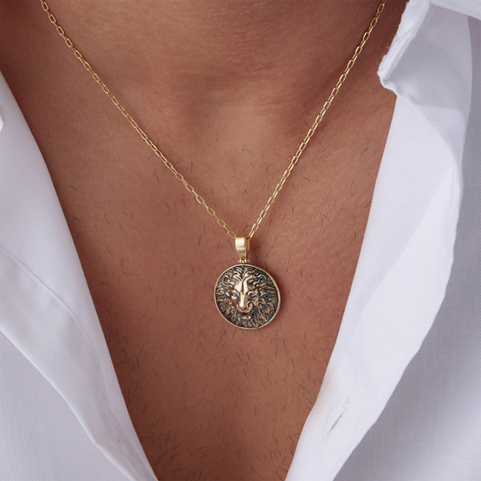 Aslan Eskitmeli Erkek Kolye - Koçak