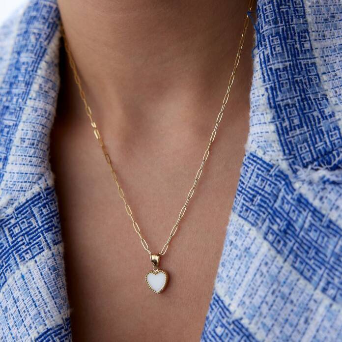 Ataç Zincire Beyaz Kalp Kolye - 1