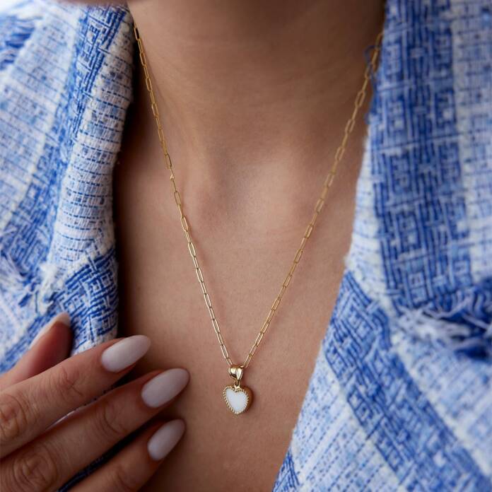 Ataç Zincire Beyaz Kalp Kolye - 2