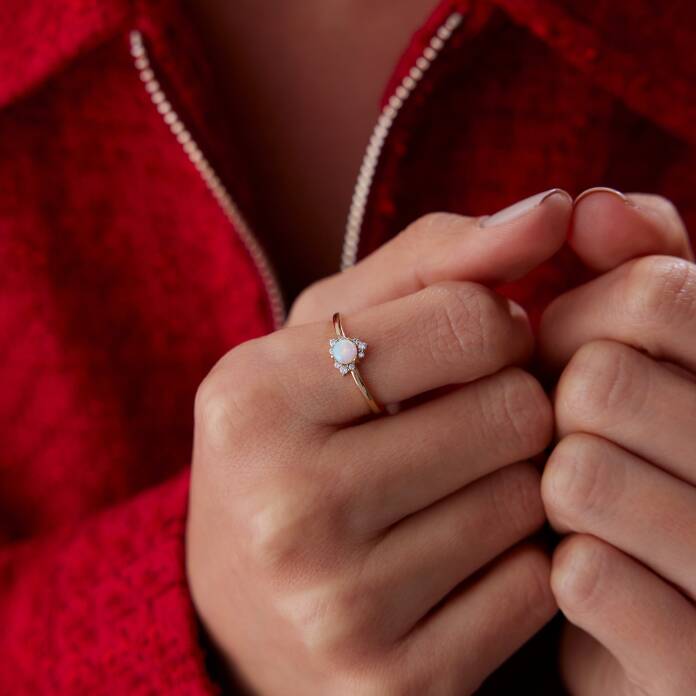 Ay Taşlı Çiçek Yüzük - 1