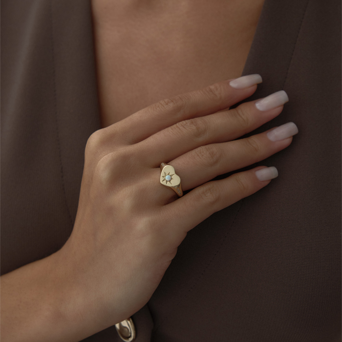 Ay Taşlı Kalp Yüzük - MİST (1)