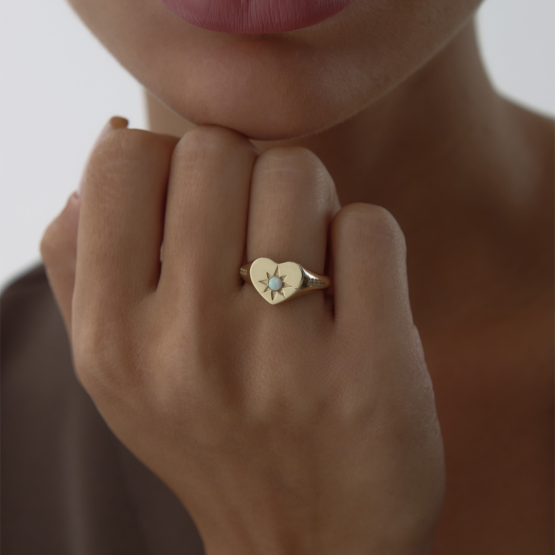 Ay Taşlı Kalp Yüzük - 1