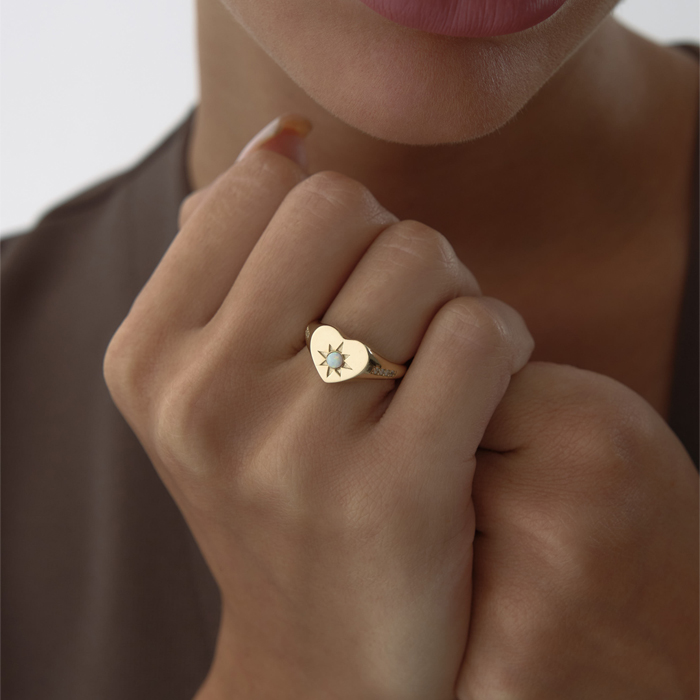 Ay Taşlı Kalp Yüzük - 3