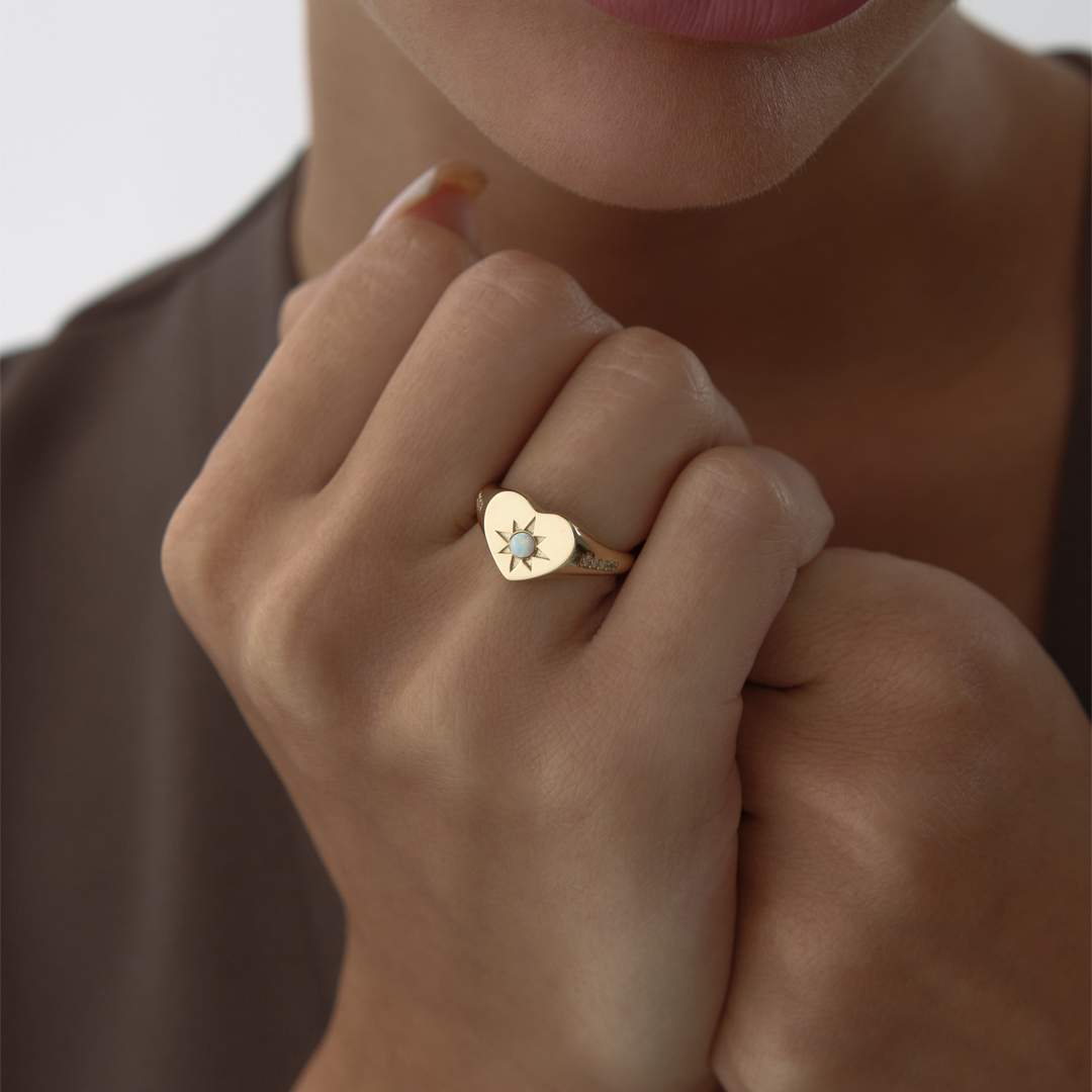 Ay Taşlı Kalp Yüzük - 3