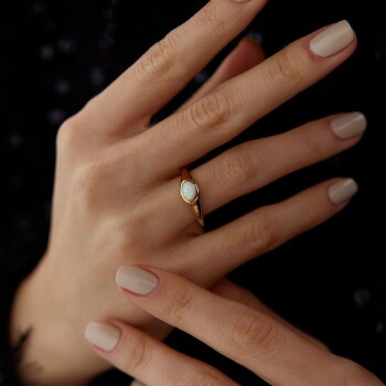 Ay Taşlı Minimal Yüzük - Cemart (1)