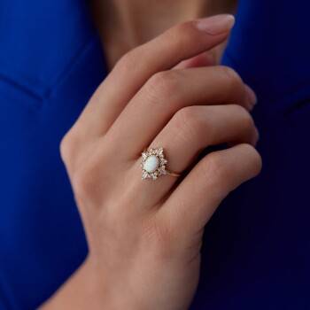 Ay Taşlı Vintage Yüzük - 2