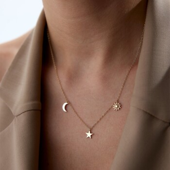 Ay Yıldız Güneş Charm Kolye - Rayna