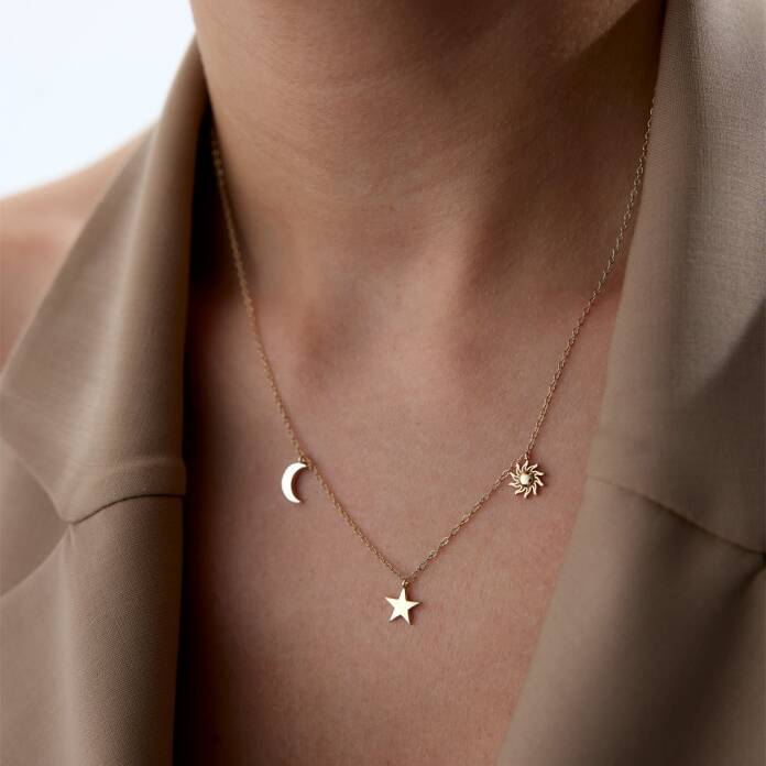 Ay Yıldız Güneş Charm Kolye - 1