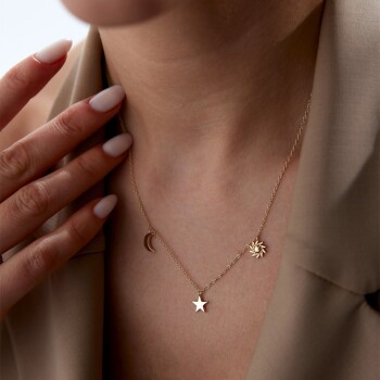 Ay Yıldız Güneş Charm Kolye - Rayna (1)