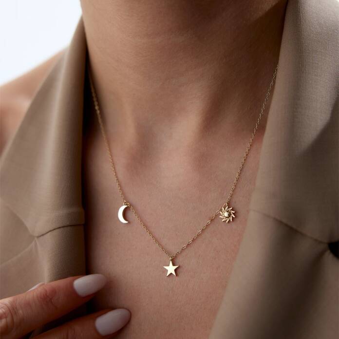 Ay Yıldız Güneş Charm Kolye - 3