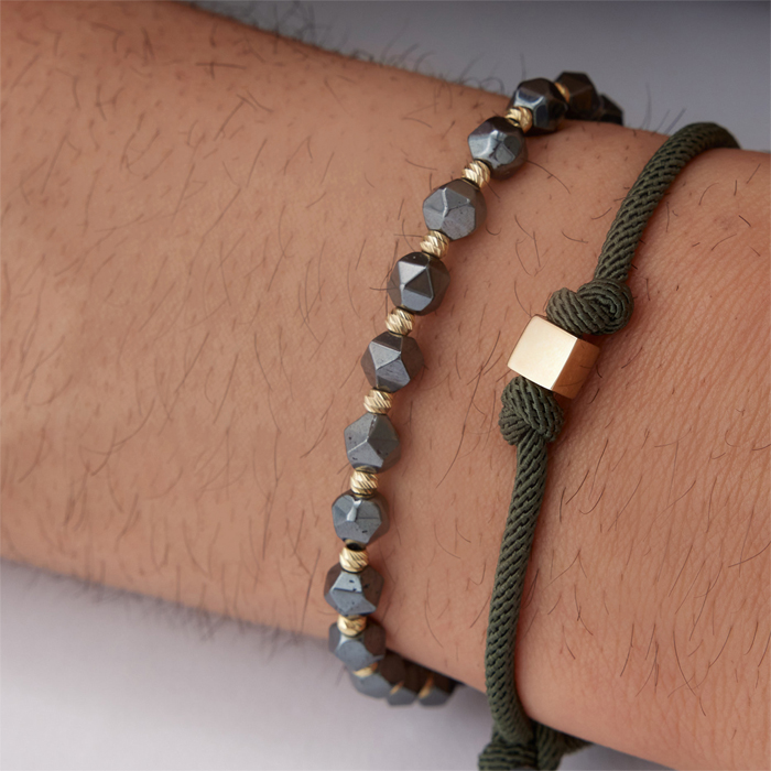 Aynalı Yuvarlak Onix Taşı İpli Erkek Bileklik - Koçak