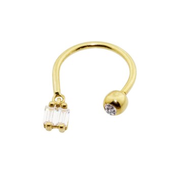 Baget Taş Sallantılı Minimal Yarım Halka Piercing - Dianora