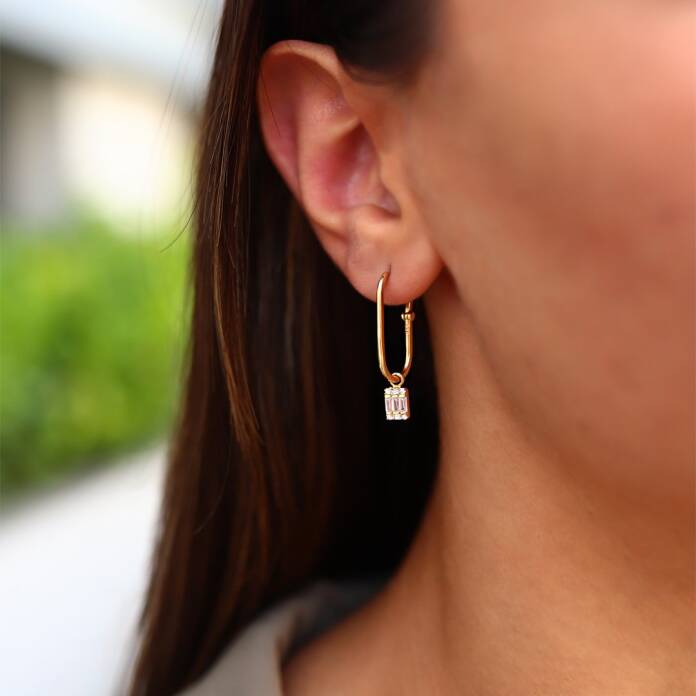 Baget Taşlı Ataç Küpe - 1