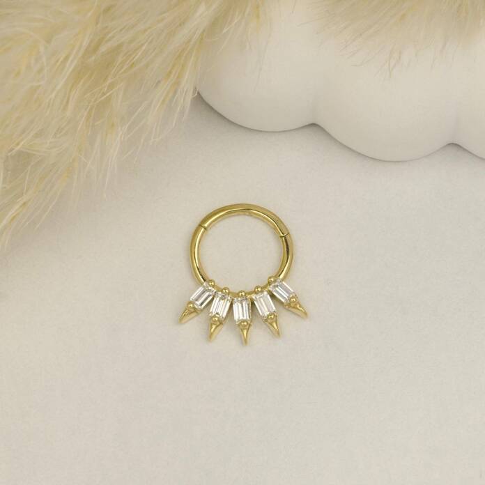 Baget Taşlı Diken Motifli Helix Piercing - 2