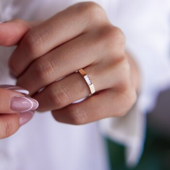 Baget Taşlı Geometrik Yüzük - Rayna