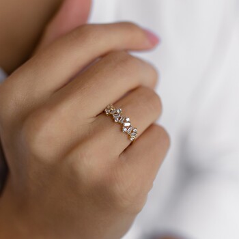 Baget Taşlı Karışık Yüzük - Vedat