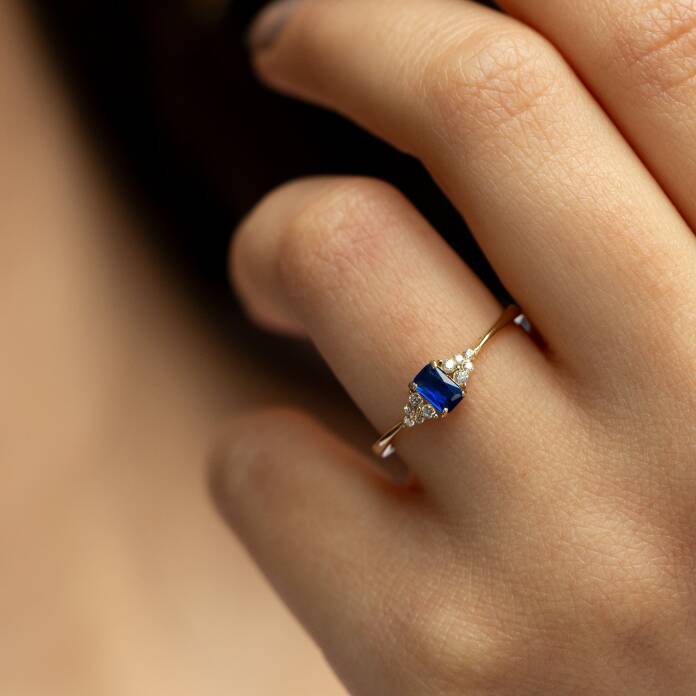 Baget Taşlı Mavi Topaz Yüzük - 2