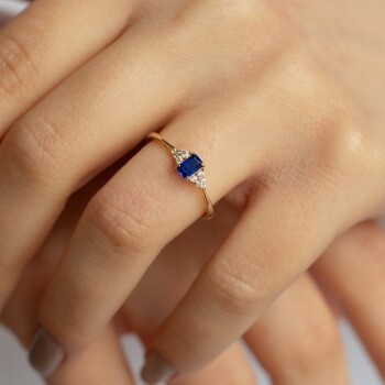 Baget Taşlı Mavi Topaz Yüzük - 3