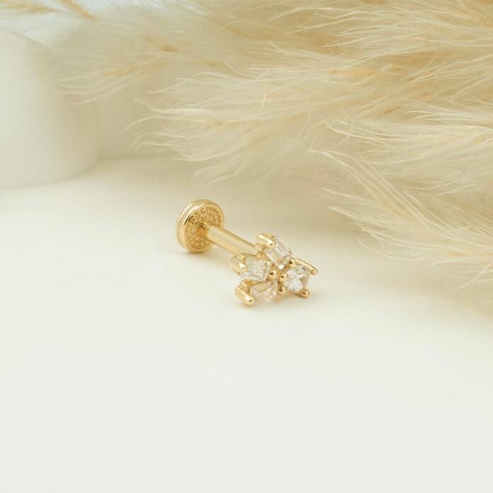 Baget Taşlı Motifli Minimal Tragus Piercing - 3