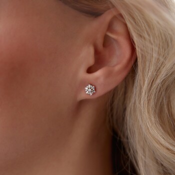 Baget Taşlı Papatya Küpe - Rayna