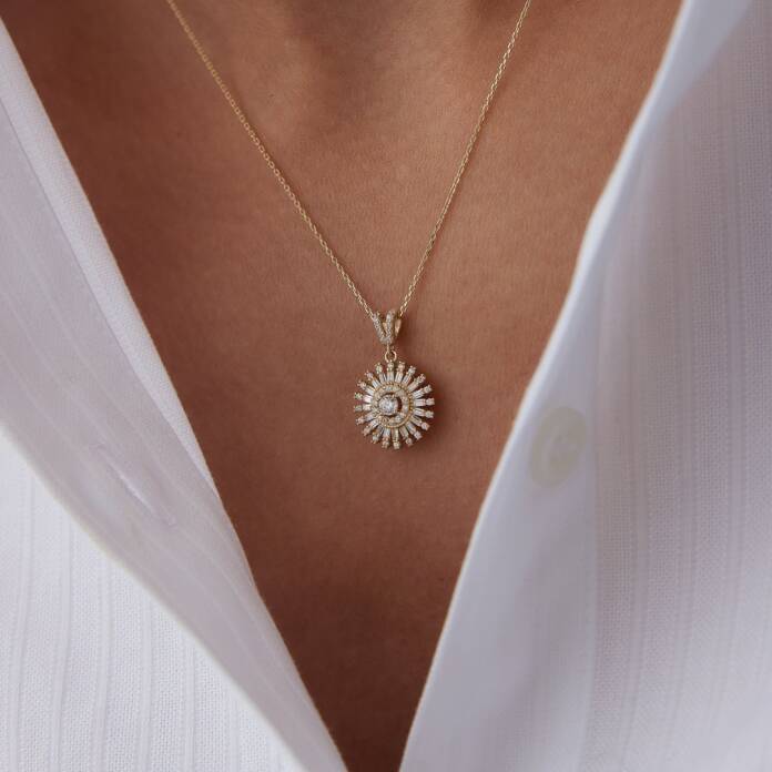 Baget Taşlı Pervane Kolye - 1