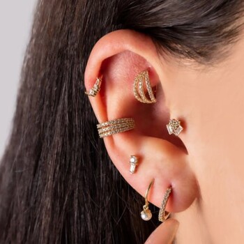 Baget Taşlı Ve Tek Taşlı Tragus Piercing - Dianora (1)