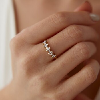 Baget ve Yuvarlak Örüntü Yüzük - Mazal