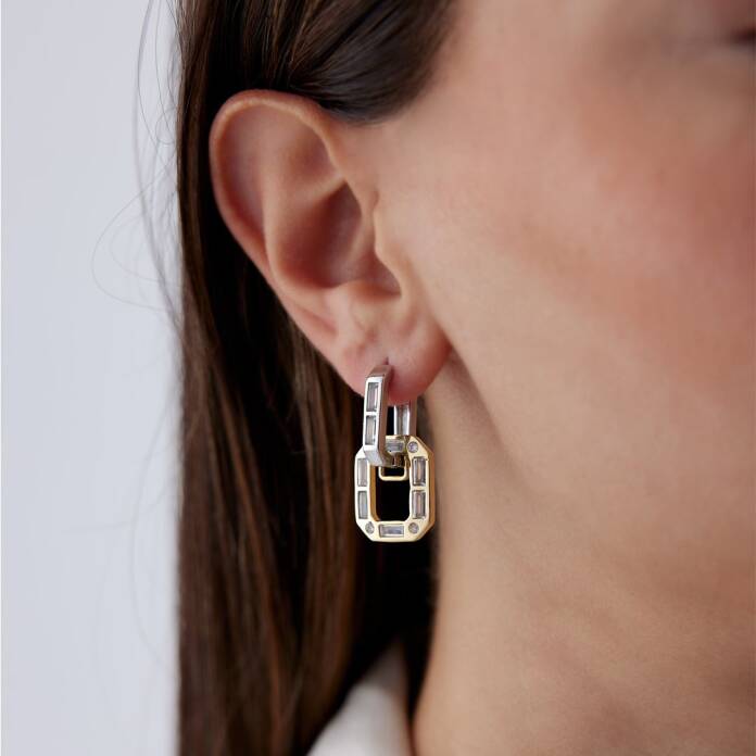 Bagetli İç İçe Geçmeli Ataç Küpe - 1