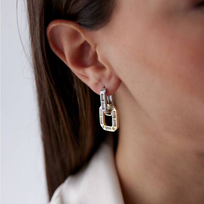 Bagetli İç İçe Geçmeli Ataç Küpe - 2