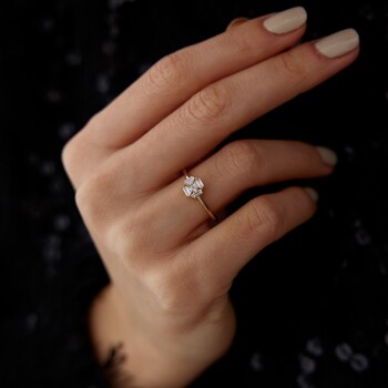 Bagetli Minimal Kare Yüzük - Garo