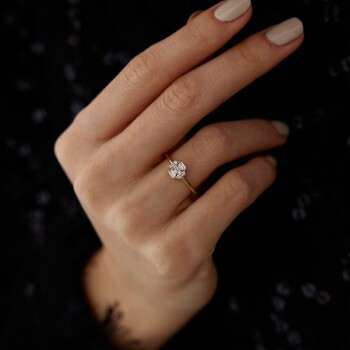 Bagetli Minimal Kare Yüzük - Garo (1)