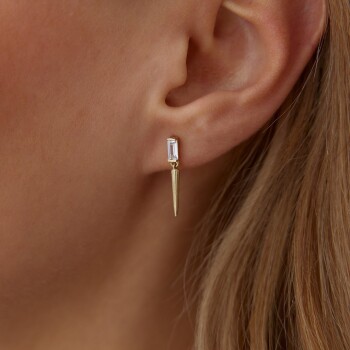 Bagetli Sarkıt Desenli Pimli Küpe - Garo