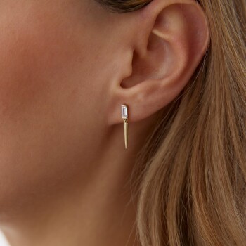 Bagetli Sarkıt Desenli Pimli Küpe - Garo (1)