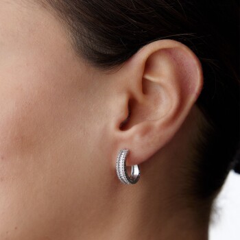 Bagetli ve Yuvarlak Taşlı Tamtur Küpe - Koşun