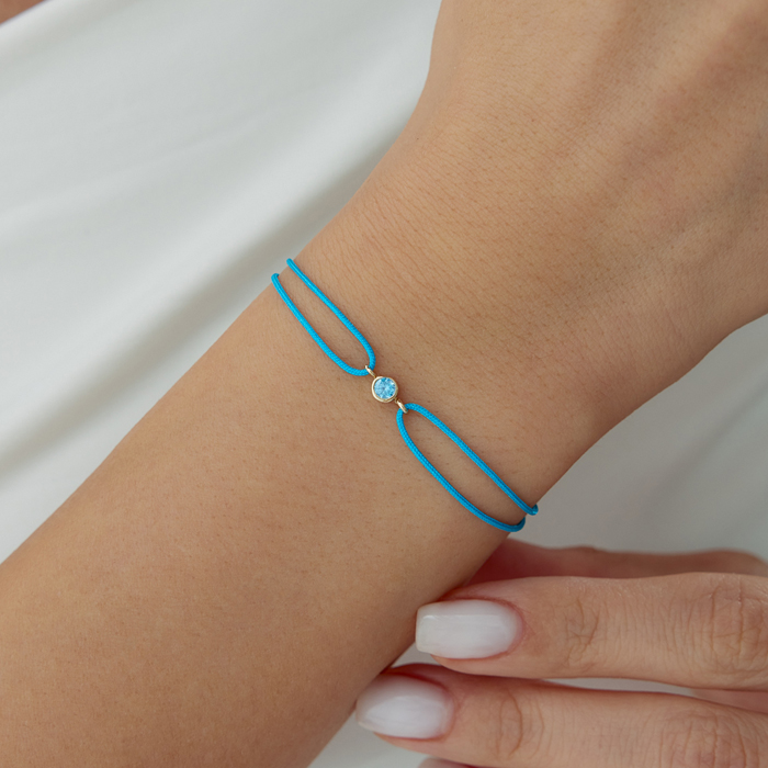 Balık Burcu Aquamarine İpli Bileklik - Simoro