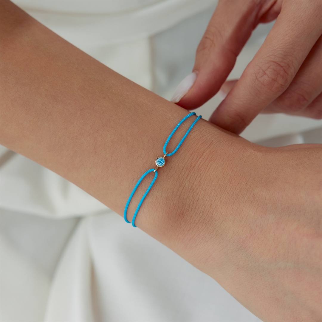 Balık Burcu Aquamarine İpli Bileklik - 2