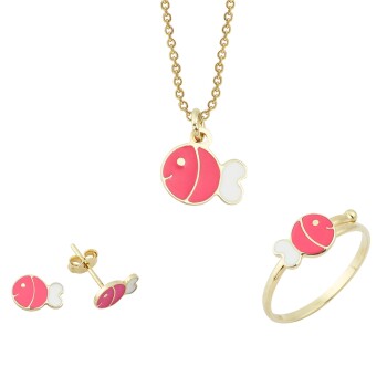 Balık Figürlü 14 Ayar Kız Çocuk Altın Takı Seti - Melike