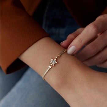 Balıksırtı Taşlı Yıldız Bileklik - Mazi