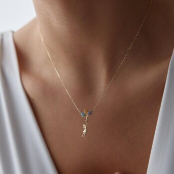 Balon Uçuran Çocuk Kolye - Özçelik