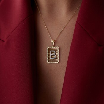 Başak Çerçeve Izgara Harf Kolye - Cemart