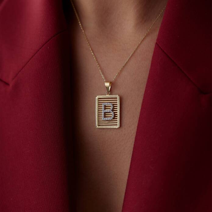 Başak Çerçeve Izgara Harf Kolye - 1