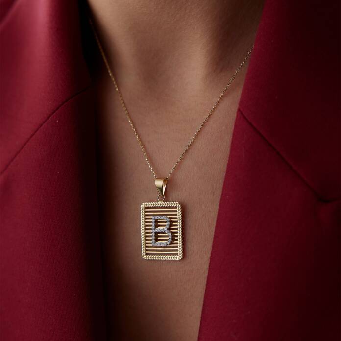 Başak Çerçeve Izgara Harf Kolye - 2