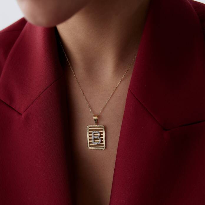 Başak Çerçeve Izgara Harf Kolye - 3